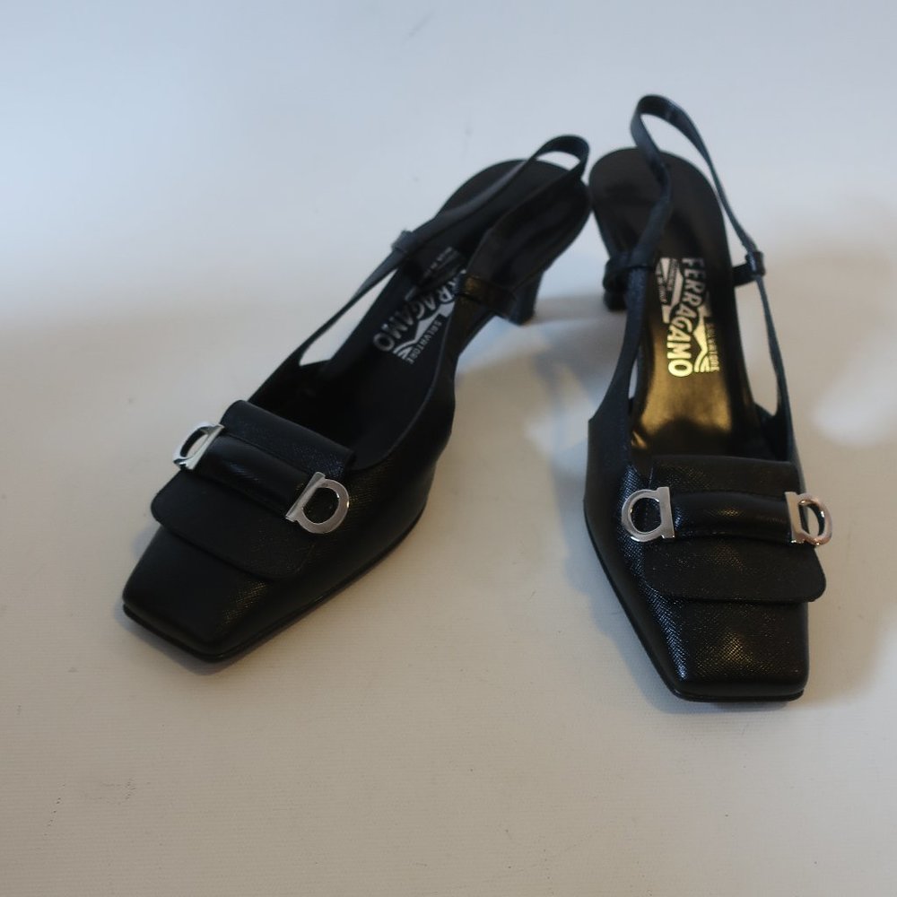 Salvatore Ferragamo Black Heels with Square Toe